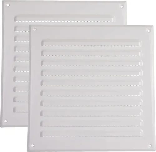 Vista 43 de Vent Systems – 3.35 x 9.84 pulgadas (interior) rejilla de ventilación de aire rectangular de metal blanco para alero, cubierta de rejilla, deflector