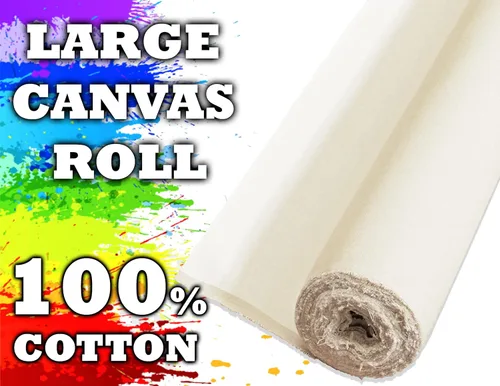 Vista 2 de The Yard - Rollos de lienzo de lino para pintar tela de lona grande en blanco en blanco, rollo de lienzo de lino universal con triple imprimación