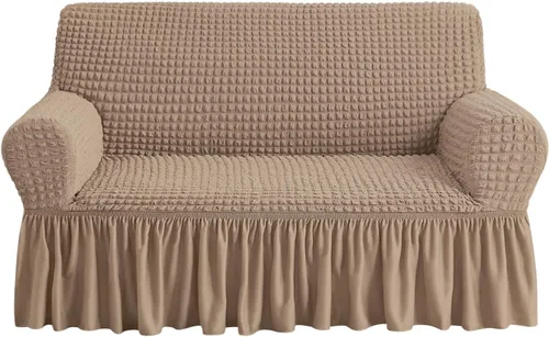 Vista 62 de NICEEC - Funda de sofá biplaza, 1 pieza, fácil de ajustar, universal, alta elasticidad, duradera, protector de muebles con faldón, estilo campestre