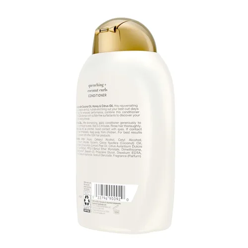 Vista 5 de OGX Quenching + Coconut Curls - Acondicionador que define rizos, acondicionador nutritivo para cabello rizado con aceite de coco/cítricos y miel