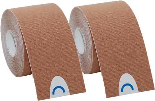 Vista 17 de OBTANIM 2 rollos de cinta de kinesiología impermeable y transpirable, rodillera elástica atlética, alivio del dolor muscular, cinta de rodilla