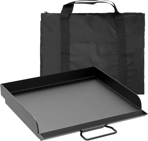 Plancha de acero resistente para sistemas de cocción de estufa de 14 pulgadas, parte superior plana de acero al carbono con bolsa de transporte para