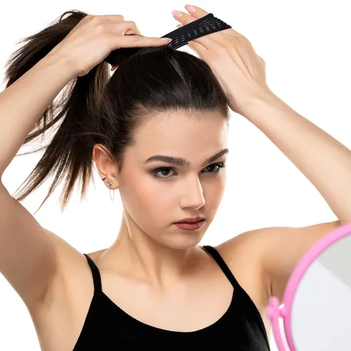 Vista 6 de Chuangdi 20 ligas grandes de algodón para el cabello, gruesas, huecas, elásticas, elásticas, deportivas, para cabello grueso y rizado (negro)