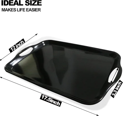 Vista 2 de KAQAHIDO Bandejas grandes de melamina para comer, de 17.5 x 12 pulgadas, para aperitivos, embutidos, aperitivos, cupcakes, postres, sin BPA, bandeja