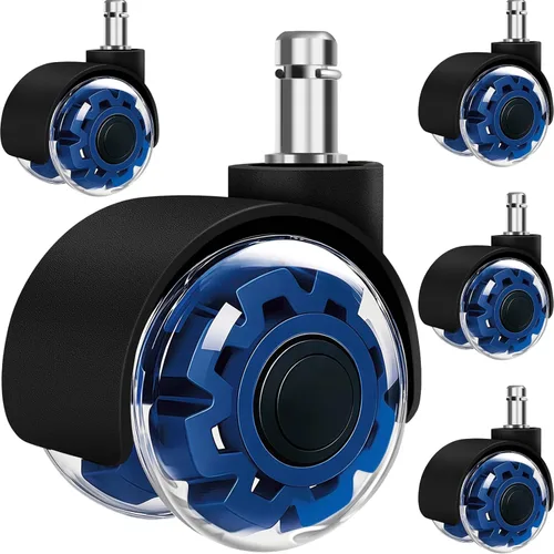 Vista 17 de Ruedas para Reemplazo de Rodajas de Silla de Oficina - Ruedas de Goma de 3" para Rodajas de Escritorio de Computadora y Gaming, Rodamiento Suave