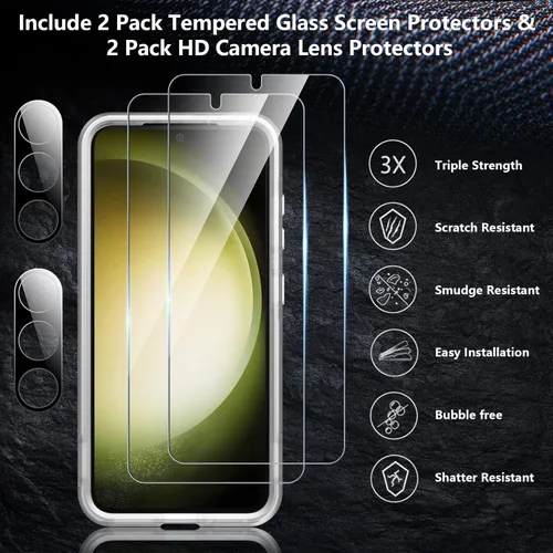 Vista 5 de SPIDERCASE Funda diseñada para Samsung Galaxy S23, [protección contra caídas de grado militar de 10 pies], paquete de 2
