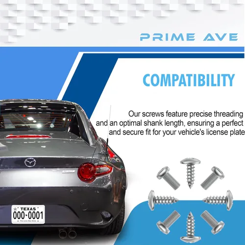 Vista 2 de Tornillos de matrícula de acero inoxidable para matrículas, marcos, cubiertas, duraderos y a prueba de óxido, juego de tornillos para placa