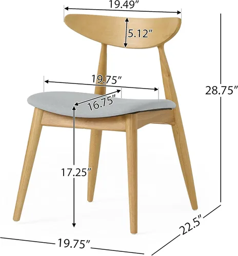 Vista 3 de Set of 2 Dining Chairs and Table & Chair Sets - Retro Rubberwood Ergonomic Back Support with Plush Cushions, 300 lbs Capacity for Dining Room, Beige