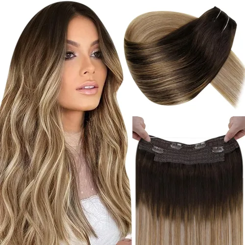 Vista 18 de LaaVoo - Extensión de cola de caballo de cabello humano negro, con clip, 18 pulgadas, extensiones de cabello humano invisible de una pieza