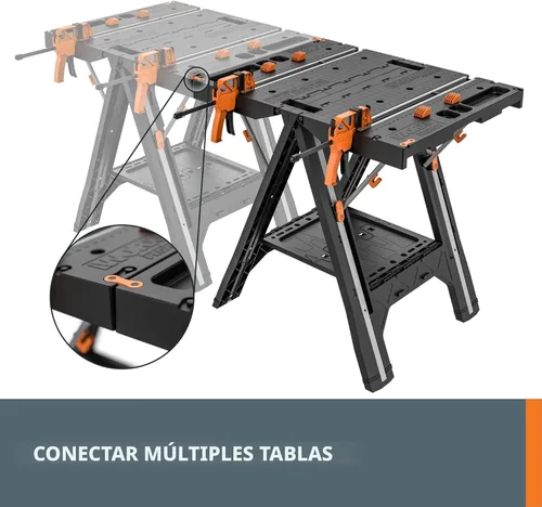 Vista 9 de WORX Pegasus mesa de trabajo multifunción y Sawhorse con abrazaderas rápidas y tenazas de sujeción - WX051