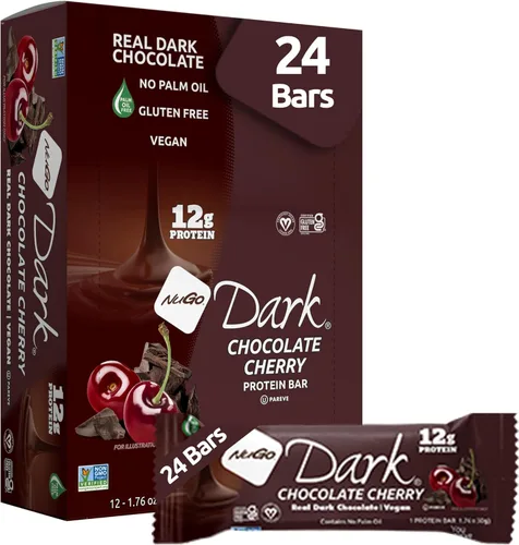 Vista 11 de NuGo Caja variada oscura: pretzel, chispas de chocolate, chispas de chocolate con menta, cereza, taza de mantequilla de maní y almendras, 0.43-0.47