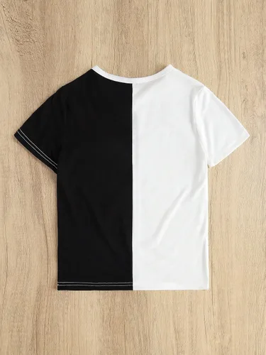 Vista 2 de SOLY HUX Camiseta de manga corta con estampado de mariposas y bloques de color para niña