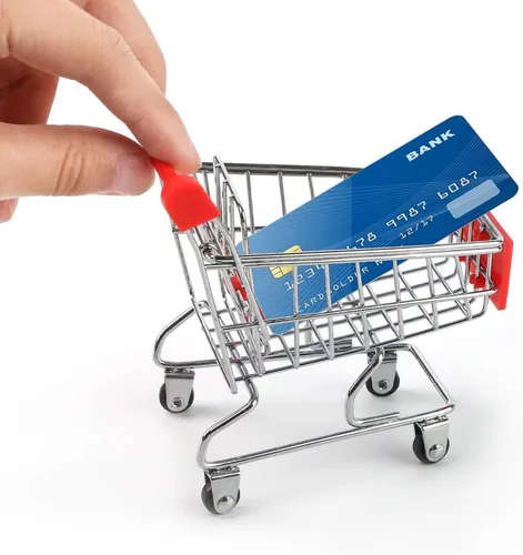 Vista 6 de Shindel Mini Carrito de Compras para Niños, Juego de Simulación de Tienda de Comestibles para Niños Pequeños, Carrito de Mano Trolley