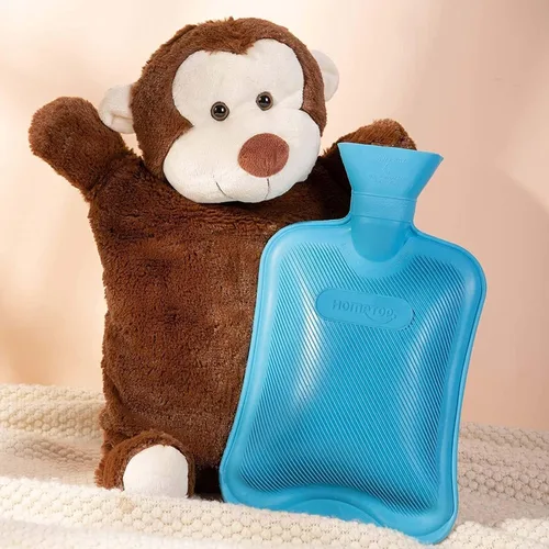 Vista 4 de HomeTop Botella clásica de goma para agua caliente y fría con bonita cubierta rellena de triceratops