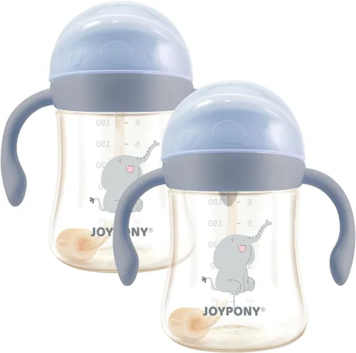 Vista 19 de Joypony Vasos para sorber para niños pequeños de 1 a 3 años, vaso con popote con peso a prueba de derrames con asa para bebés de 6 meses