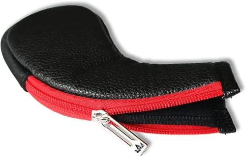 Vista 6 de Craftsman Golf Juego de 11 piezas (4, 5, 6, 7, 8, 9, A, S, P, L, X) de cuero sintético negro con borde rojo, cubierta de cabeza de hierro