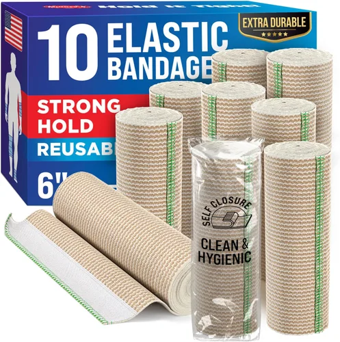Vista 10 de Vendaje elástico de alto rendimiento, 4 pulgadas (2 unidades) - Vendaje reutilizable de compresión fuerte de cierre automático para piernas
