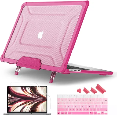 Vista 9 de Batianda Funda resistente para MacBook Air de 15 pulgadas 2026 M5 2025 M4 2024 2023 versión modelo A3448/A3241/A3114/A2941, soporte plegable
