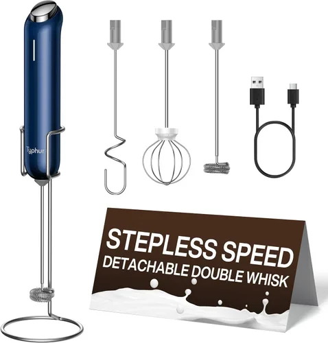 Vista 6 de InstaWhisk Milk Frother with Variable Speed, Rechargeable Coffee Frother Wand with Detachable Double Whisk, Drink Mixer Handheld Electric Stirrer