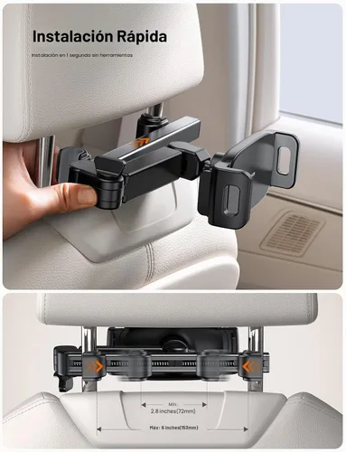 Vista 4 de Aomiker Soporte para iPad reposacabezas de automóvil – [Brazo extensible] Soporte ajustable para tablet 2025 para asiento trasero del automóvil Negro