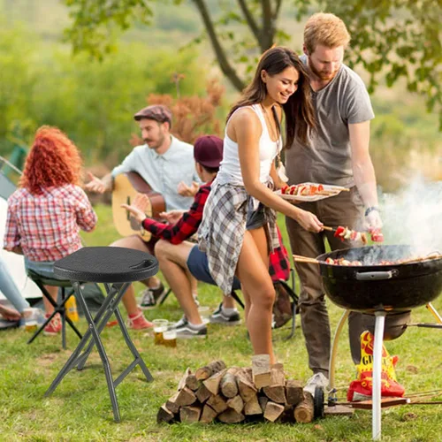 Vista 7 de 5Rcom Taburete plegable, paquete de 2 taburetes portátiles con asa, plegable para camping, fiesta de RV, marco de acero resistente, capacidad de 500