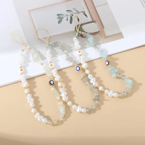 Vista 5 de Correa con dije para teléfono contra el mal de ojo, cordón para teléfono celular, dijes para teléfono, correa con cuentas para teléfono, cordón