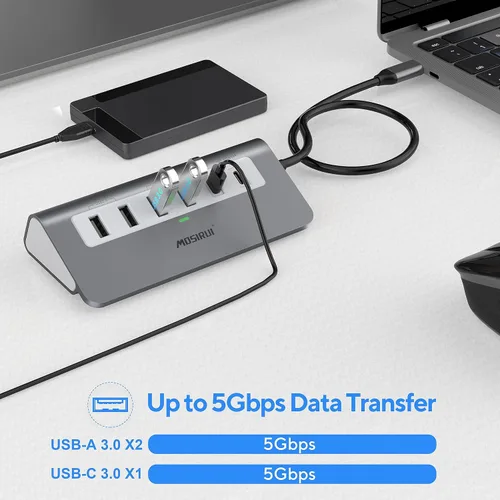 Vista 4 de Hub USB C Adaptador Multipuerto, Mosirui Estación de acoplamiento 9 en 1 USB-C con HDMI 4K, 5Gbps Tipo C 3.0, USB-A 3.0/2.0, PD 100W, SD/TF