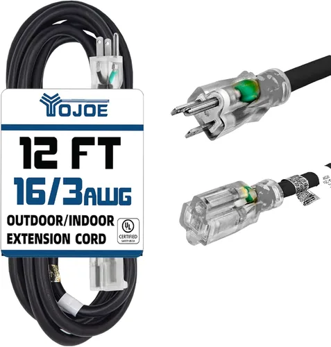 Vista 67 de YOJOE Cable de extensión para interiores y exteriores, calibre 16, SJTW, resistente, 15 pies, color verde, 3 clavijas 13A, resistente a