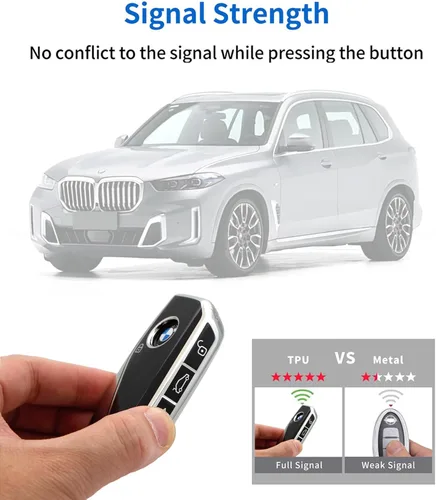 Vista 5 de La funda para llave de TPU suave avanzada es compatible con BMW X1 X5 iX i7 X6 X7 XM IX3 2023-2026 nueva llave serie 5 7 (negro)