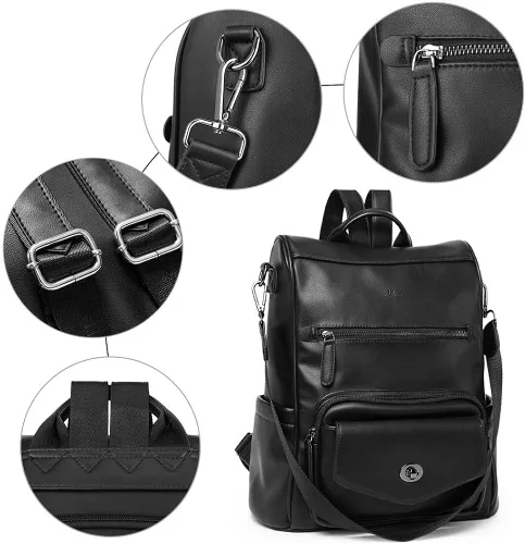 Vista 5 de CLUCI - Mochila de piel convertible para mujer bolsa de libros grande mochila antirrobo