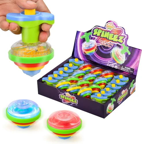 IPIDIPI TOYS Spineez - Paquete de 12 juguetes giratorios LED para niños, ideales para rellenar calcetines navideños para niños, recuerdos de fiesta