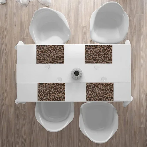 Vista 7 de Rectangular Placemats Set of 4, Heat Resistant Big Leopard Printed Kitchen Dining Table Mats