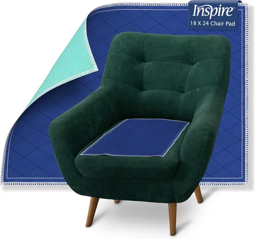 Inspire Almohadilla impermeable para silla, color oscuro para ocultar manchas, 18 x 24 pulgadas, acolchada, para incontinencia lavable, para adultos