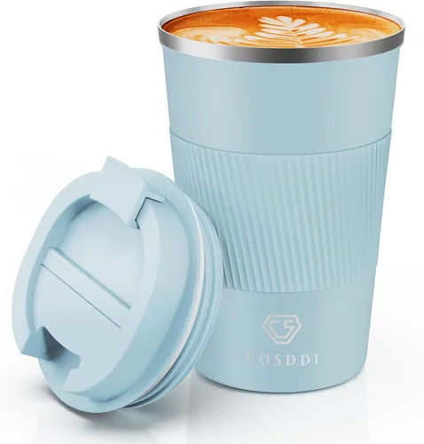 Vista 28 de CS COSDDI - Vaso térmico de acero inoxidable de 12 onzas con aislamiento al vacío, taza de viaje de café a prueba de derrames con tapa