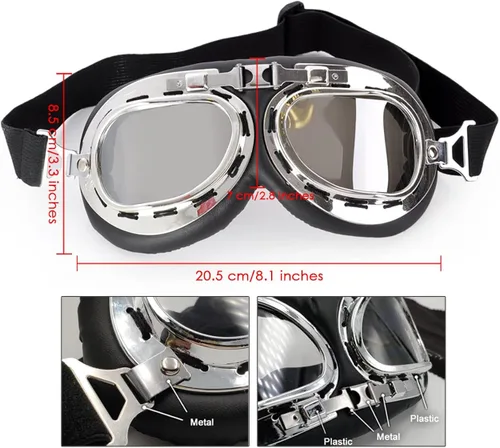 Vista 2 de Gafas de cosplay Steampunk para motocicleta, disfraz retro estilo piloto