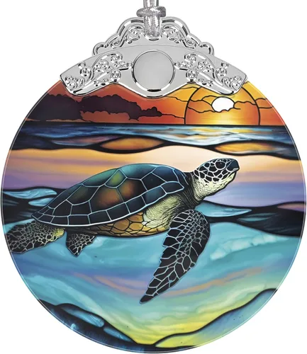 Vista 13 de Adorno de luz de luna azul, adornos de Navidad, decoraciones de Navidad para árbol, adorno de vitral, recuerdo de reliquia, intercambio de regalos