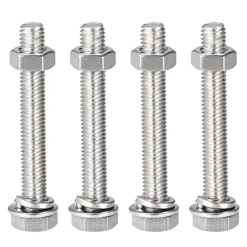 Vista 12 de uxcell Tornillos de cabeza hexagonal M8 x 1.969 in, tuercas, kits de arandelas planas y de bloqueo, tornillos hexagonales de acero inoxidable 304, 4