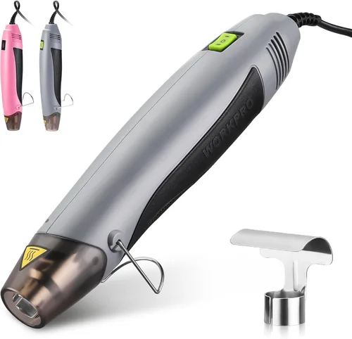 Vista 9 de WORKPRO Pistola de calor, pistola de aire caliente mini de 400W con boquilla reflectora, 2 ajustes de temperatura 250℃/450℃ y cable de 1.8 m