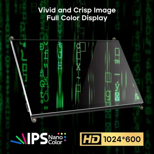 Vista 3 de ROADOM Pantalla Raspberry Pi de 7 pulgadas, IPS1024 × 600, táctil suave sensible, altavoces incorporados duales, entrada HDMI, compatible