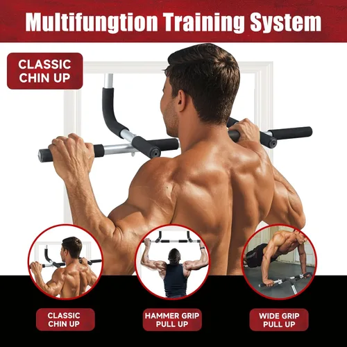 Vista 4 de leikefitness Pull-Up Bar For Door Frame Adjustable Portable Upper Body Fitness Workout For Home Gyms