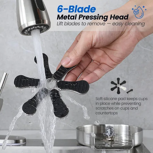 Vista 5 de ShanSon Glass Rinser for Sink– 9-Jet High Pressure Cup Washer with Stainless Steel & Copper Construction, Universal Cup Cleaner for Wine Glasses