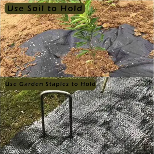 Vista 4 de HOSTIC Tela de barrera de malezas para jardín, varios tamaños, resistente, para paisaje, bloqueo de malas hierbas, tela de plástico de 3 pies x 100