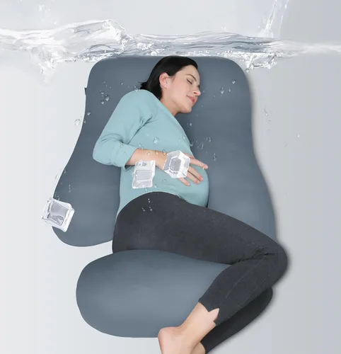 Vista 8 de MOON PARK - Almohadas de embarazo y maternidad de cuerpo completo para dormir, en forma de U y con funda extraíble; soporte para espalda, piernas