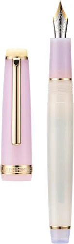 Vista 12 de Jinhao 82 Pluma estilográfica acrílica, plumín mediano de iridio con convertidor de tinta, diseño clásico de contraste de color verde macarrón