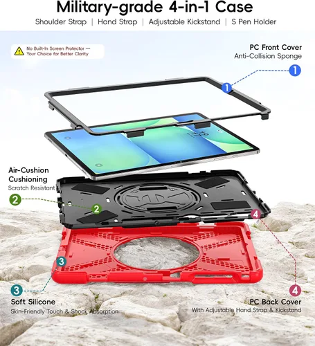 Vista 6 de Funda para Samsung Galaxy Tab S10 Lite/S10 FE/S9 FE 10.9" y S9/S8/S7 11" A01-negro