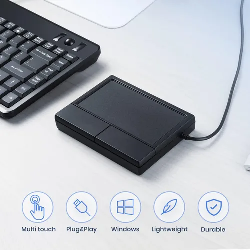 Vista 2 de Perixx PERIPAD-504 - Panel táctil USB con cable, trackpad portátil para usuarios de escritorio y portátiles, tamaño grande, grande