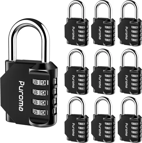 Vista 40 de Puroma - Candado impermeable de combinación de 4 dígitos, para intemperie, para casillero escolar o deportivo, valla, caja de herramientas, puerta