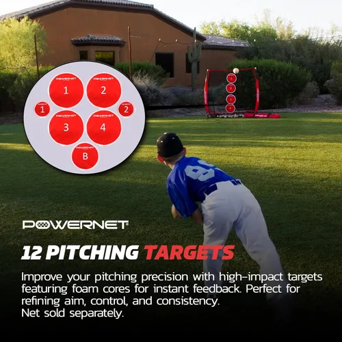 Vista 5 de PowerNet Pitch Perfect Targets & Strikeout Bundle, Softball Baseball Training Equipment Attachment for Baseball Net, Improve Throwing with Strike