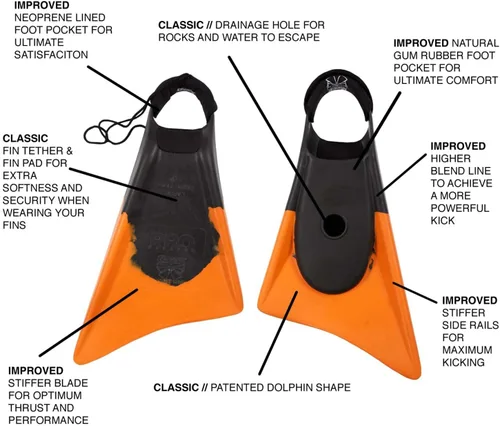 Vista 2 de Churchill Makapuu PRO - Aletas flotantes Aletas de ajuste cómodo Correa de amarre y correa de tobillo incluida Aletas patentadas de cola