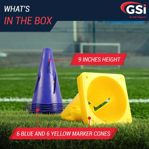 Vista 6 de GSi Hurdle Training Cones Multi Pack Sets Dual Purpose Agility Cones with Holes Ideal for Soccer, Kids, Dog, and Sports Training